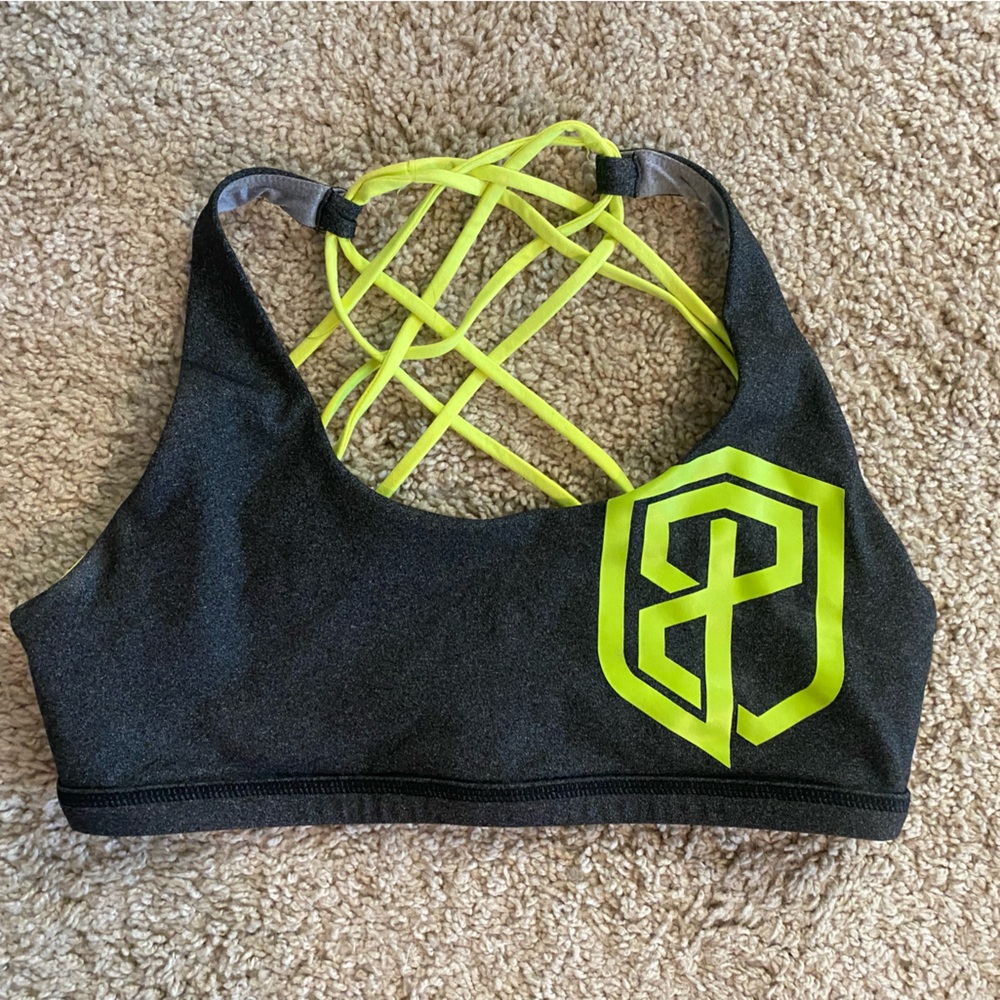 Born Primitive Black and Neon Yellow Sports Bra